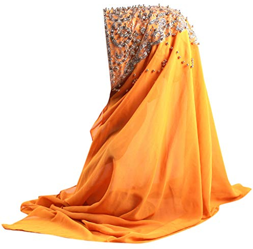 Lazzboy Plain Chiffon Muslim Hijab Schal Halstuch Damen Kopftuch Gesichtsschleier Glitzernder Turban Hidschab Diamanten Islamischen Abaya Dubai Frauen Ramadan Kopfbedeckung Bandana(O)