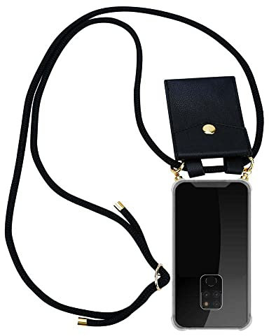 Cadorabo Handykette kompatibel mit Huawei Mate 20 Schutzhülle TPU Silikon Case Necklace Design Slim Kratzfest Kordel Band mit Etui Rundumschutz Case Hülle für Huawei Mate 20 in Schwarz