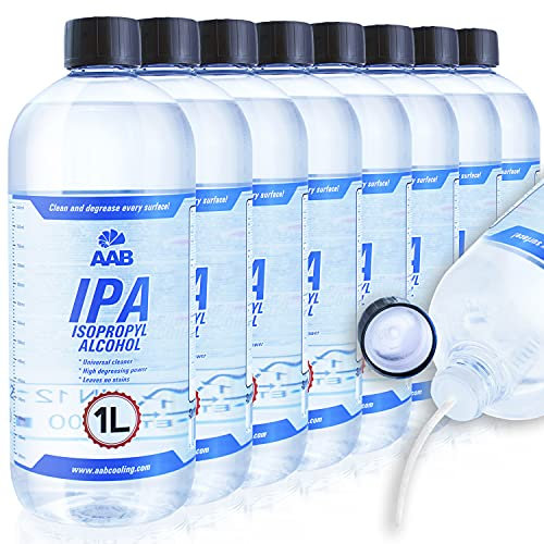 AABCOOLING IPA 1L – Set of 8 - Thermal Paste Remover, Very Efficient CPU Cleaner, for Cleaning for Everyday Use, Universal IPA Alcohol Cleaner, IPA Isopropyl Alcohol, For Greases And Oils