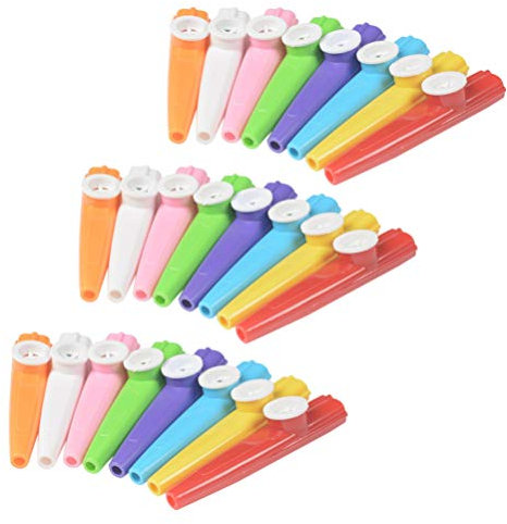 TOYANDONA Kazoos Kunststoff-Musikinstrumente mit Kazoo-Flötenmembranen, Begleiter für Gitarre, Ukulele, Violine, Klavier, Keyboard, für Preis, Partygeschenke, 24 Stück (gemischte Farben)