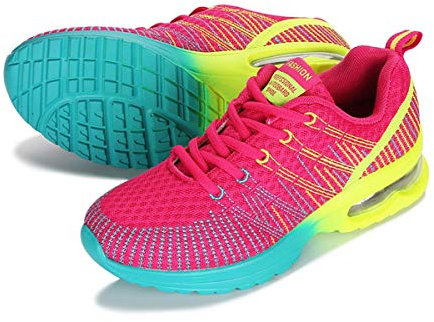 CrazycatZ Mesh Bunte Sneaker, Damen Sneaker Straßenlaufschuhe Leichte Turnschuhe Bequem Laufschuhe Sportschuhe (Hot Pink, Numeric_42)