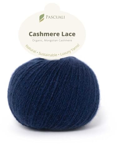 PASCUALI | Bio Cashmere Lace. Strickwolle aus 100% Kaschmirwolle Wolle zum Stricken und Häkeln, 1 Knäuel - 25g - Farbe: Navy 32
