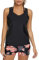 Women's Three Piece Tankini Swimsuit Floral Tank Top Bikinis Padded Swimwear with Boyshorts Black S