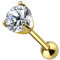 Piercingfaktor Piercing 585 Gold Stecker Knorpel Daith mit klaren Kristall Glitzer Ohr Cartilage Tragus Helix Ohrpiercing Barbell Stab Gelbgold 4mm