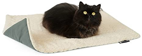 SCHLITZOHR Gefütterte Haustierdecke, waschbare Liegedecke für Hunde und Katzen, Katzendecke, Hundedecke (grau/beige, 70 x 50 cm)