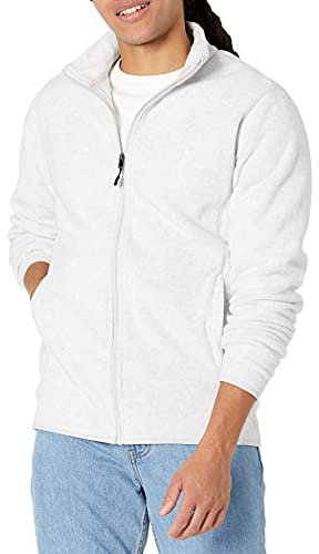 Amazon Essentials Giacca in Pile con Cerniera Intera (Disponibile in Taglie Big And Tall) Uomo, Grigio Chiaro Puntinato, S
