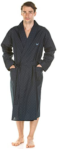 Haigman Easy Care Printed Dressing Gown 7596 Navy Dots Medium