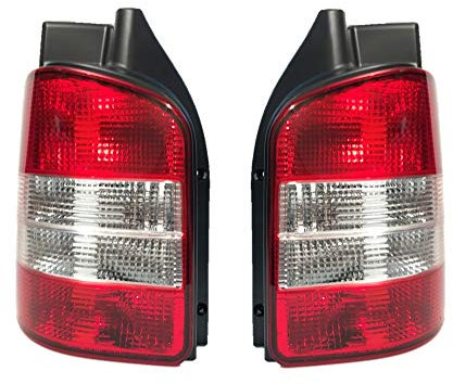 HZ-DESIGN Set Rückleuchten Heckleuchten Rücklicht Links + Rechts Rot/Weiß nur für FZ mit Hecktüren kompatibel mit VW T5 Bus