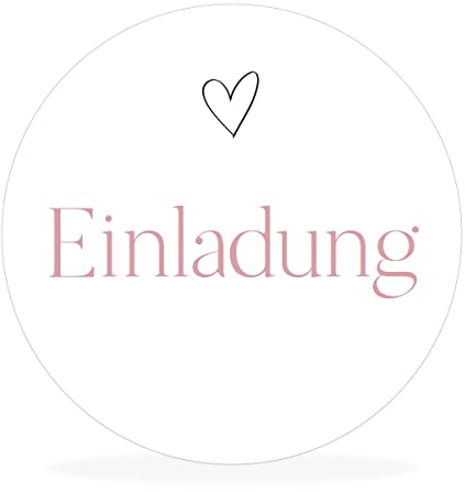 White&ivory, 50x runde Aufkleber, Sticker Einladung | stilvolles Design: herz, rosa | 4cm Durchmesser | selbstklebend | Gastgeschenke für Hochzeit Taufe Geburtstag