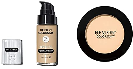 Revlon ColorStay Makeup for Combi/Oily Skin Sand Beige 180, 1er Pack (1 x 30 ml) & Revlon ColorStay Pressed Powder Light 820, 1er Pack (1 x 8,4 g)