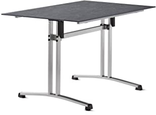 SIEGER Gastro-Tisch mit Säulenklapp-Gestell und Polytec® Platte, Gestell Graphit, Platte Schiefer anthrazit