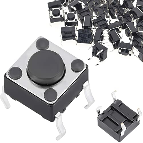DAOKAI Miniatur-Mikro Schalter,4 Pin Tactile Drucktaster 6x6x4.5mm Momentaner taktiler Button Switch berühren Electronic Components,für Panel PCB(100 Stück)