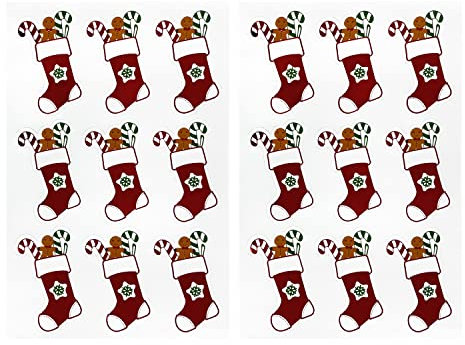 Oblique Unique® 18 Weihnachtsmotiv Sticker Aufkleber Stiefel Lebkuchenmann für Weihnachten Rot Glänzend als Weihnachtsdeko zum Basteln DIY Dekoration