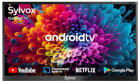 SYLVOX Outdoor TV, 4K UHD 65 Inch Smart TV, IP55 Waterproof 1000 nits Brightness for Partial Sun, Outdoor Television Powered by Android OS, Works with Voice Assistant & Screen Cast (Deck Pro)
