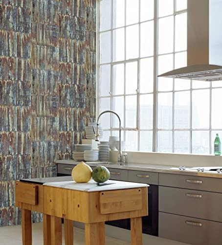 GAULAN 679644 - Vliestapete, Strapazierfähig, Abwaschbar. Gebürstete Metalltapete mit Rosteffekt für Wohnzimmer Küche Bad Möbel Esszimmer - Rolle 10 m x 0,53 m