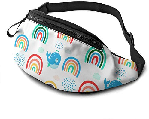 Regenbogen und Wale Laufgürtel Gürteltasche für Damen Herren Mode Hüfttasche Verstellbare Gürteltasche für Reisen Wandern Wandern Sport