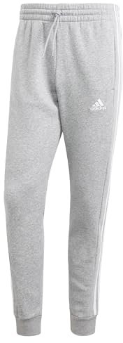 adidas Essentials Fleece 3-Stripes Tapered Cuff Pants, Pantaloni Sportivi Uomo, Medium Grey Heather, XXL