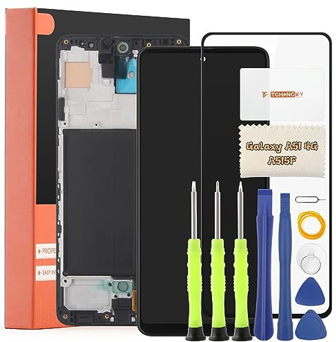 TGHongKy Ecran pour Samsung Galaxy A51 4G/A515 Complet Écran Remplacement Tactile Digitizer Assembly pour Samsung Galaxy A51 LCD avec Kit De Réparation(Noir avec Cadre,4G
