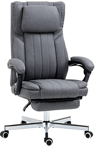Vinsetto Chaise bureau fauteuil de bureau chaise ergonomique hauteur réglable dossier inclinable accoudoirs repose-pieds et appui-tête siège de bureau à roulettes pivotantes 65x61x105-113cm gris foncé