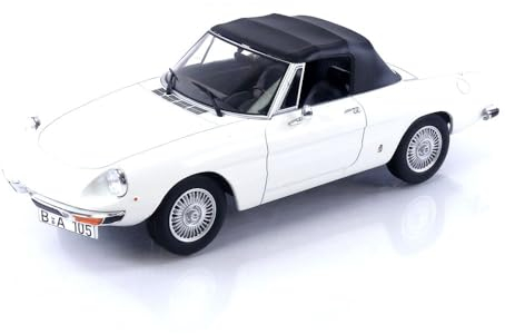 Norev- Alfa Romeo 2000 Spider 1978 White 1:18 Miniatura, Multicolore, 1/18e, 187882