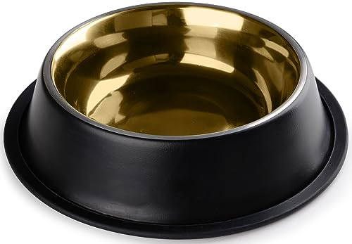 StilGut Dog Feeding Bowl Aluminium 0.9 L Dog Bowl Water Bowl Black / Gold