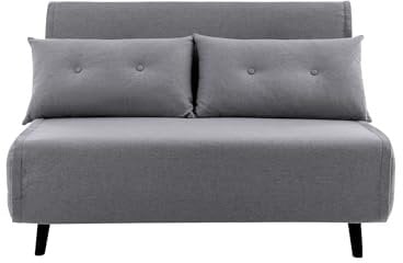 Home Heavenly® - Sofá Cama Pegaso 3 en 1. Sofá Plegable Convertible en Cama Tipo futón. Sofá tapizado en Tela Color Gris y cojín Incluido. (2 Plazas)