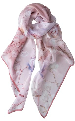 STORY OF SHANGHAI Seidenschal Damen 100% Seide, 30+ Farben XXL Blumen Seidentuch, Stola für Abendkleid Hochzeit, Seide Schal Halstuch, 175 * 110cm,Rot,Neu Floating Cloud 02