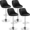 Yaheetech 4er Barhocker-Set Verstellbare Sitzhöhe 61,5 cm - 83 cm Polsterhocker mit Drehbarer Sitzfläche Hocker mit Fußstütze für Küche/Bar/Salon/Esszimmer, schwarz