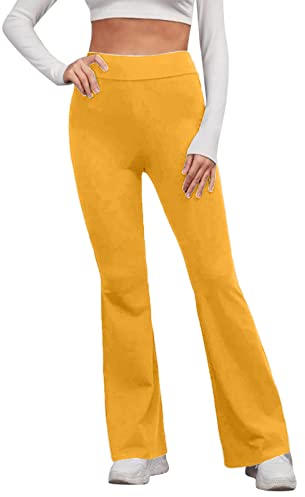 NAFING Damen Sport Leggings Freizeit Jazzpants Yoga Pants Damen High Waist Sporthose Leggings Blickdichte Hose Blickdicht Flared Leggings Schlaghose Lang Yoga Hosen Wide Leg Freizeithose
