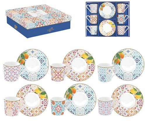 Easy Life Set mit 6 Kaffeetassen, 10 cl, aus Porzellan