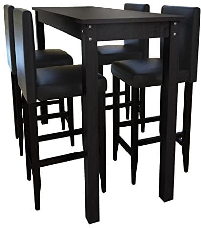 CKioict Eckbank esszimmer Küchen möbel Esstisch-Set Barset Bartisch mit 4 Barhockern SchwarzGeeignet für Esszimmer Küche Wohnzimmer