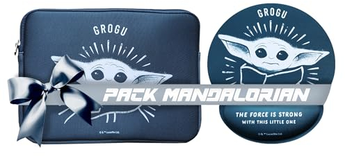 WONDEE Pack Star Wars Mandalorian Baby Yoda Geschenke, Tablet und Ipad Hülle bis zu 11 Zoll + Ergonomisches Mauspad mit Grogu – Star Wars Fanartikel, Geschenkidee für Geburtstage und Weihnachten