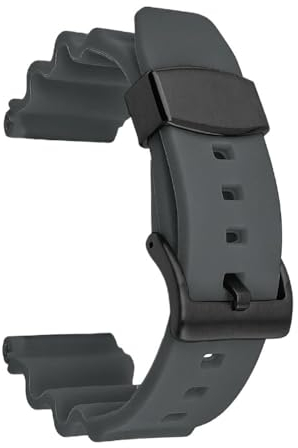 22 mm passend for Seiko Prospex SKX007 Tuna Sumo Turtle Metallring Gummi-Uhrenarmband Tauchen Sport Silikon Ersatz-Uhrenarmband (Color : Grey-black buckle, Size : 22mm)