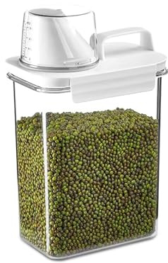 La Llareta Contenitore Ermetico per Alimenti con Misurino, PET Contenitore per Riso Portatile, Dispenser per Detersivo in Polvere, Conservazione per Fagioli, Detersivo, 1800 ml