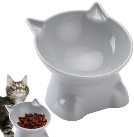 Ceramic Elevated Cat Bowls - Extra Wide Raised Cat Bowls, Food Water Cats | 5.31inch Shallow Cat Food Dish Whisker Friendly, Anti Vomit Cat Bowls Microwave And Dishwasher Safe For Cat