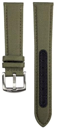 WB Original Premium Segeltuch-Uhrenarmband | Grün - 21 mm - Schließe: Silber Gebürstet | Cordura, Leder | Ersatz-Armband