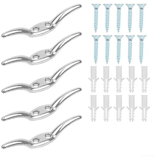 Cord Cleat for Child Safety, 6.5cm Cleat Hooks for Blinds and Curtains Blind Cord Hook Roller Positioning Rope Hooks with Screws(5pcs)
