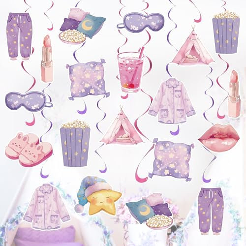 Sleepover hängende Wirbel Dekorationen Party Deckendekorationen für Mädchen Schlummerparty Nacht Pyjama Spa Party Supplies