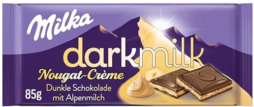 Milka Dark Milk Nougat-Créme 1x 85g I Zartherbe Alpenmilch-Schokolade I mit Nougat-Créme-Füllung I Milka Schokolade aus 100% Alpenmilch I Tafelschokolade (Packung mit 10)
