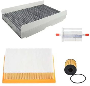 Filtro de Gasolina Juego 4 Filtros para Peugeot 307 CC 2.0L 2003-2010 2005 308 TX3 2011 408 T73 2009, Accesorios para Filtro Aceite Y Aire Cabina Combustible Motor Filtro de Combustible