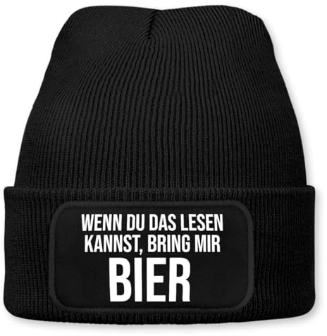 Prozente Momente Bring Mir Bier - Beanie | Strickmütze | Wollmütze | Beanie mit Druck | lustige Sprüche | Apres-Ski | Winter