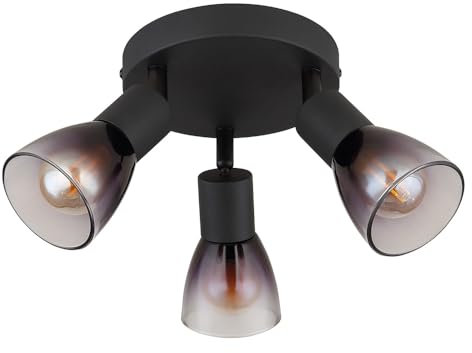 GLOBO Deckenlampe Deckenleuchte Wohnzimmerlampe Schwarz-matt Glas Rauchfarbe D 22 cm