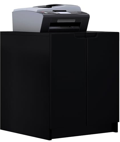 Vladon Druckerkommode Logan, Aktenschrank mit 2 Fächern und 2 Türen, Korpus in Schwarz matt, Fronten in Schwarz matt, (51 x 60,5 x 54 cm)