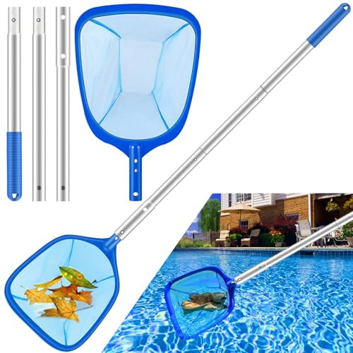 TTCOTOKE Swimming Pool Skimmer, 2025 Upgrade Adjustable Pool Cleaning Net Pool Swimming Skimmer Net with Aluminum Telescopic Pole for Swimming Pools Garden Pond Hot Tub Spa Fountain Tank Fish