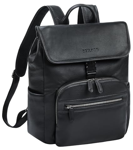 STILORD Santino Vintage Leder Rucksack Groß - Daypack Cityrucksack Echt Leder Arbeitsrucksack Bürorucksack mit Laptopfach 15.6-16 Zoll Reiserucksack Damen & Herren Farbe:schwarz