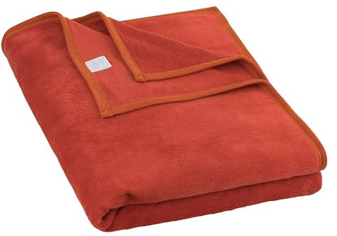 Clinotest Wohndecke 180x220 cm in Orange - Kuscheldecke aus Baumwollmischung, weiche & warme Tagesdecke, atmungsaktiv & pflegeleicht, als Sofadecke oder Überwurf