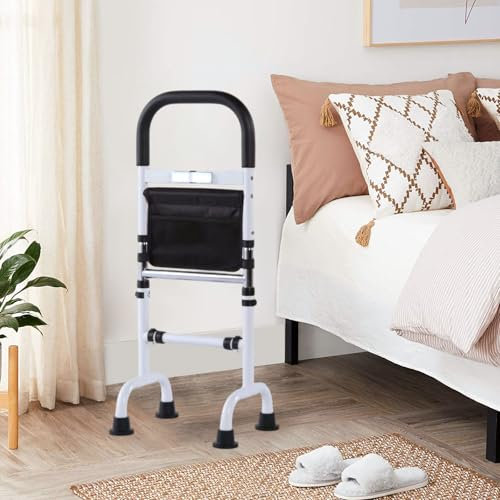 Aufstehhilfe mit LED für Senioren, Stehhilfe Senioren Höhenverstellbar in 6 Stufen,Aufstehhilfe Bett mit 4 Rutschfesten Fußpolstern,Aufstehhilfe Toilette Aufstehhilfe Sofa,Belastbar Bis 300 Pfund