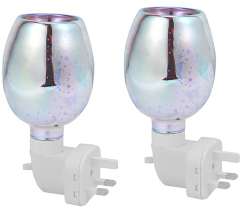 Reinscer 2X Electric Wax Melt Burner 3D Aromatherapy Lamp Night Light Wall-Mounted Plug in Diffuser Decoration UK Plug
