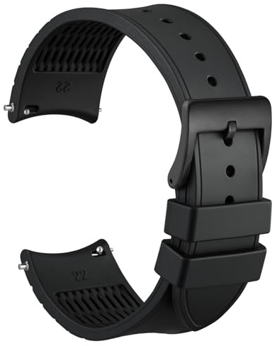 WOCCI Cinturino Orologio, Estremità Curva, Silicone con Tocco Setoso, Bande di Ricambio per Quadrante Rotondo, Larghezza del Capocorda 20mm 22mm