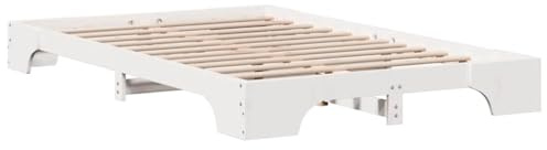 vidaXL Bettrahmen Weiß 120 x 190 cm Massives Kiefernholz, Stylisches Kiefernbett, rechteckiges Design, Moderne Möbel, stabile Holzstruktur, praktisches Stück für drinnen